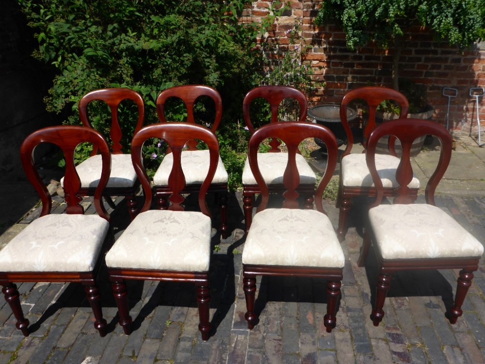 Set of 8 Victorian Balloon Back Dining Chairs