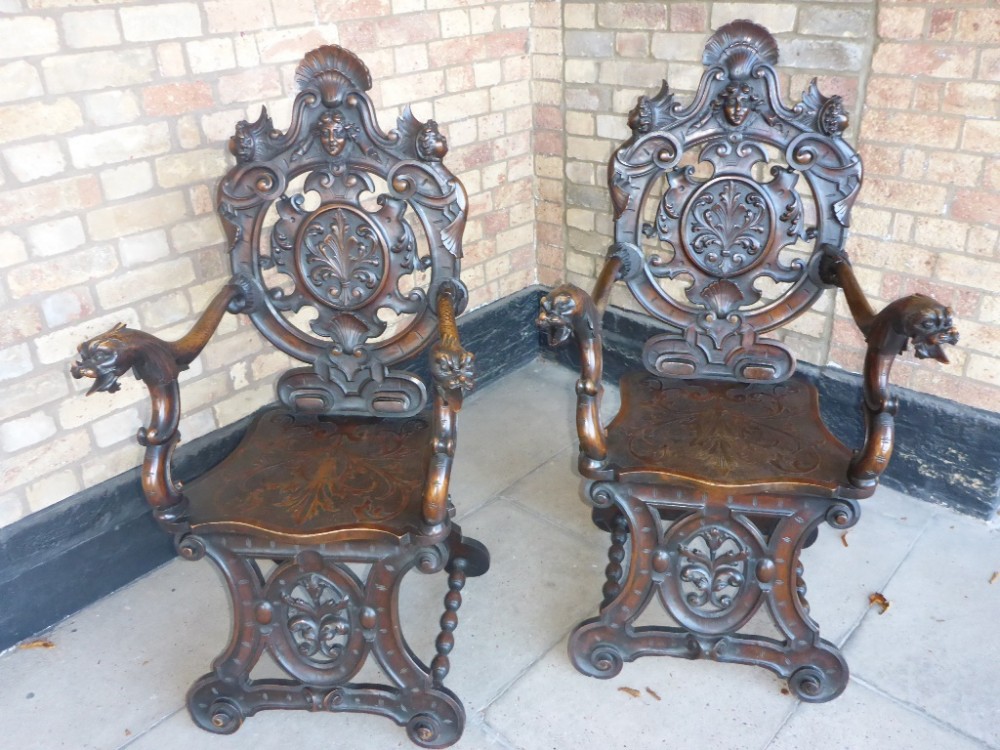 A Superb Pair of Italian Sgobello Type Chairs 