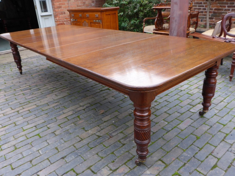 Victorian Oak Extending Dining Table by JAMES PLUNKNETT WARWICK
