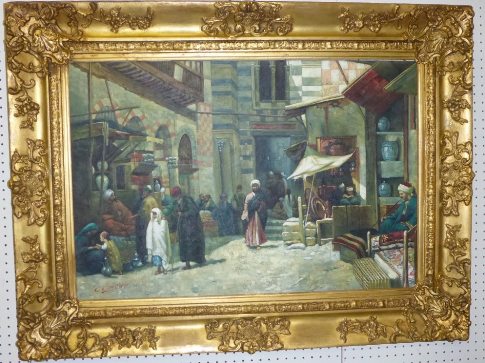 Quality Oil on Canvas Arab Market scene C CORDLER