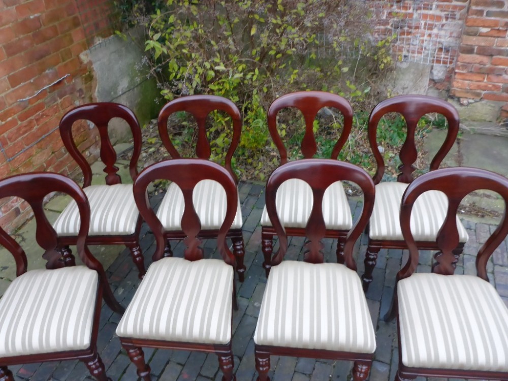 A Set of 8 Victorian Mahogany Balloon Back Dining Chairs