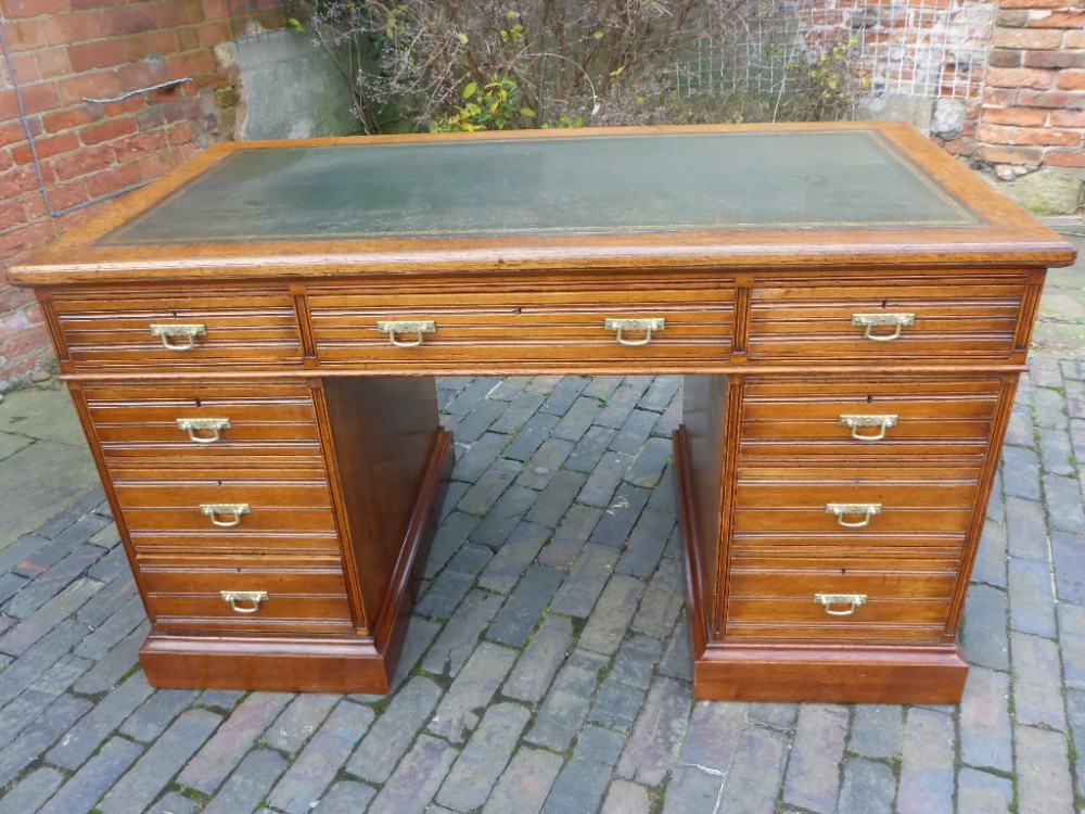 Antique Victorian Pedestal Desk by Edwards and Roberts