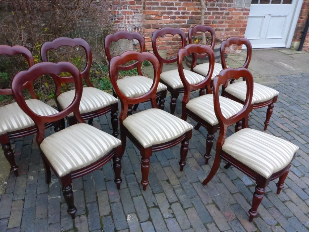 A Attractive set of 10 Victorian Balloon Back Dining Chairs