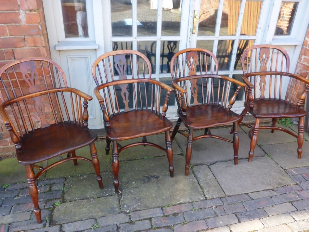 Harlequin set of 4 Windsor Armchairs