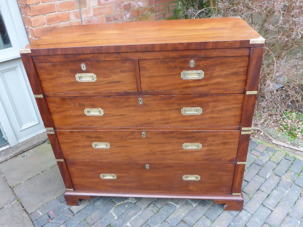 Antique Victorian Campaign Chest Brass Bound