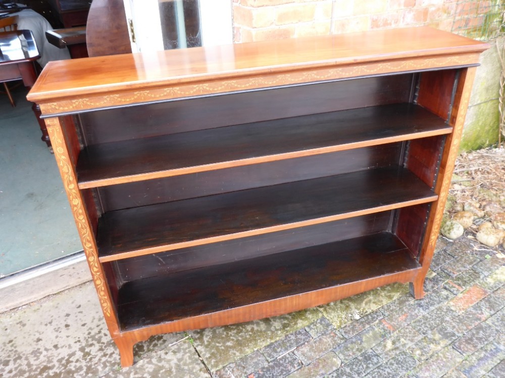 An Attractive Victorian Inlaid Open Bookcase