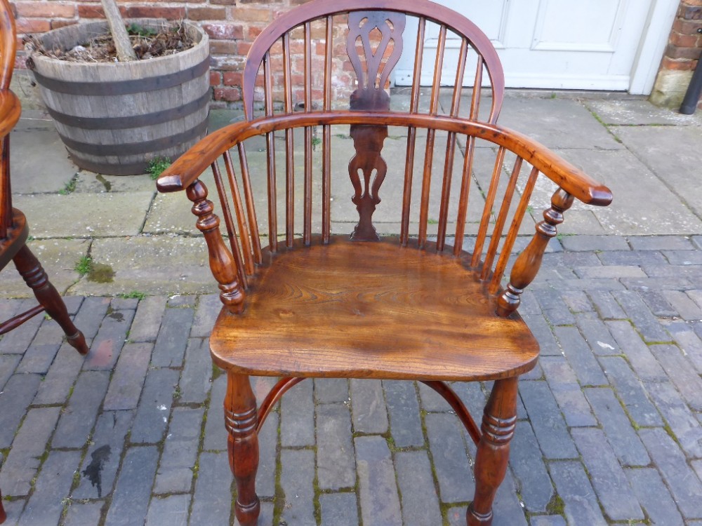 Antique Yew Wood Windsor Armchair