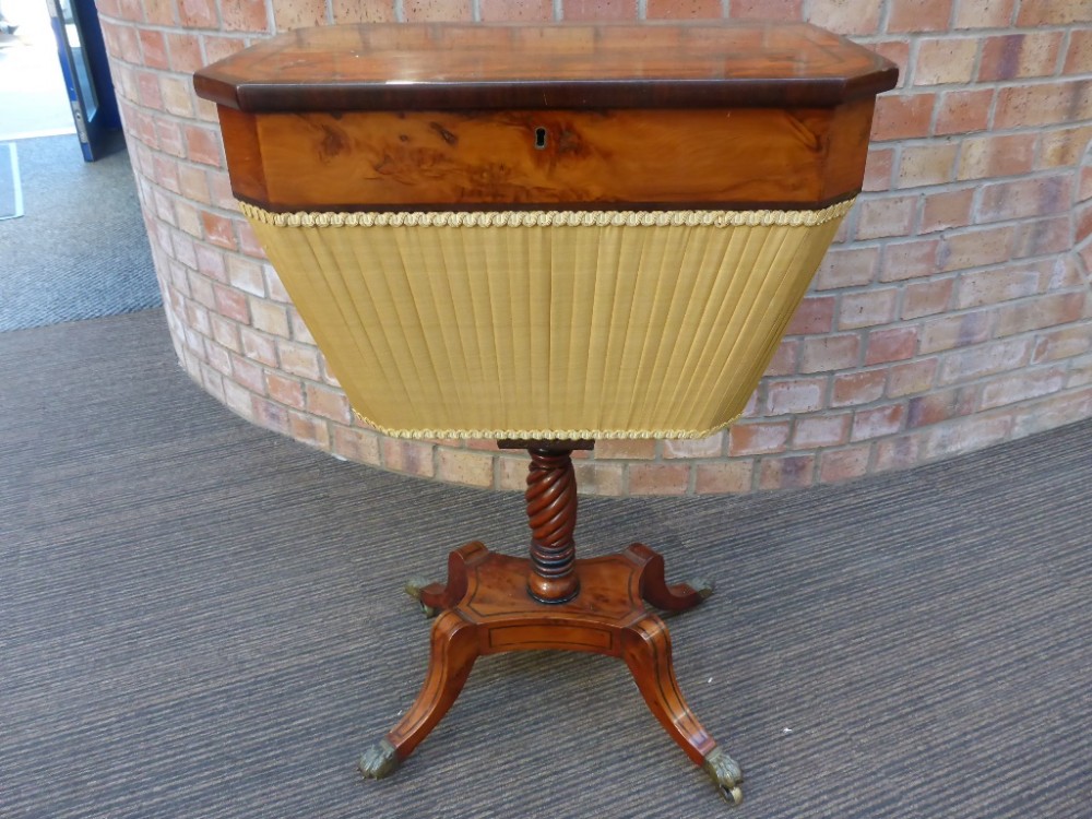 Superb Regency Period Ladies Sewing Table in Yew Wood