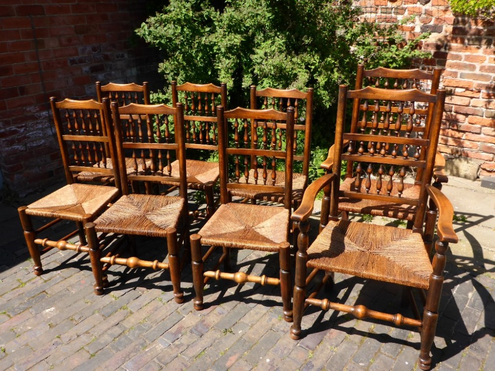 A Set of 8 19th century Spindle Back Dining Chairs