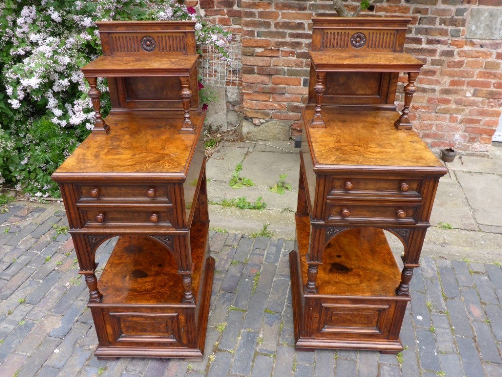 Impressive Pair Of Victorian Bedside Cabinets Walnut