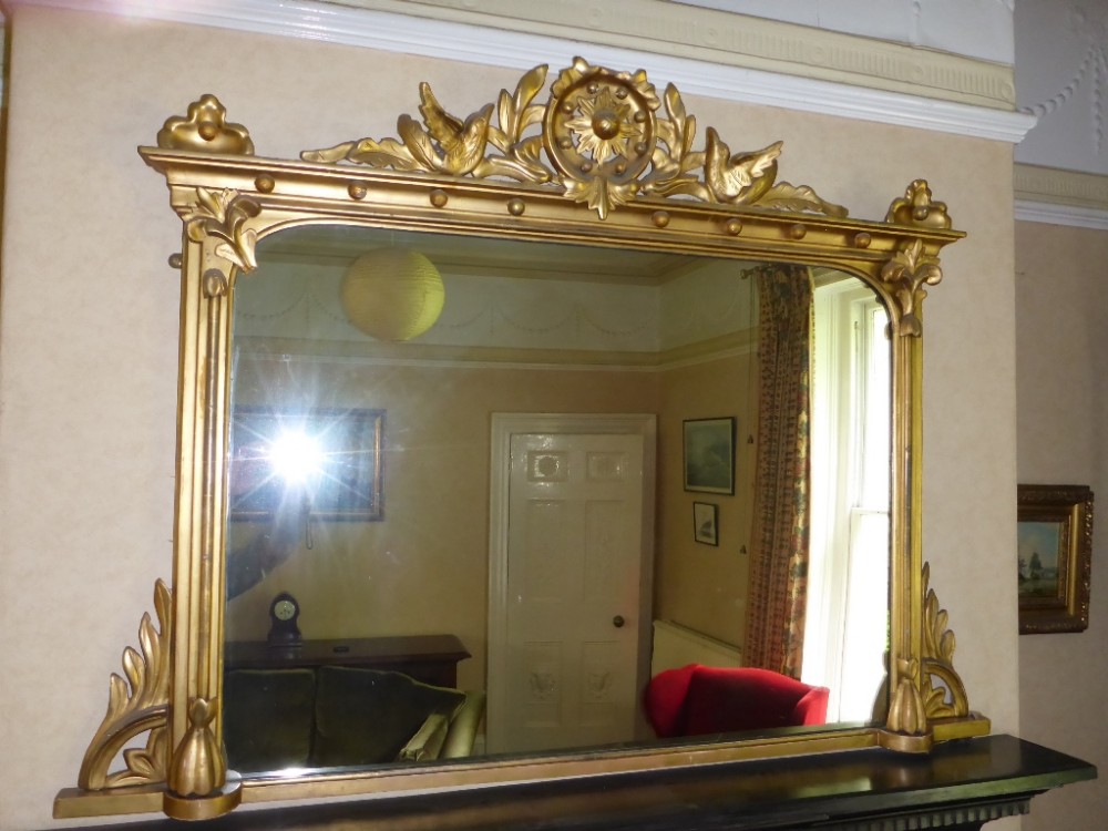 Antique Victorian Over Mantle Mirror