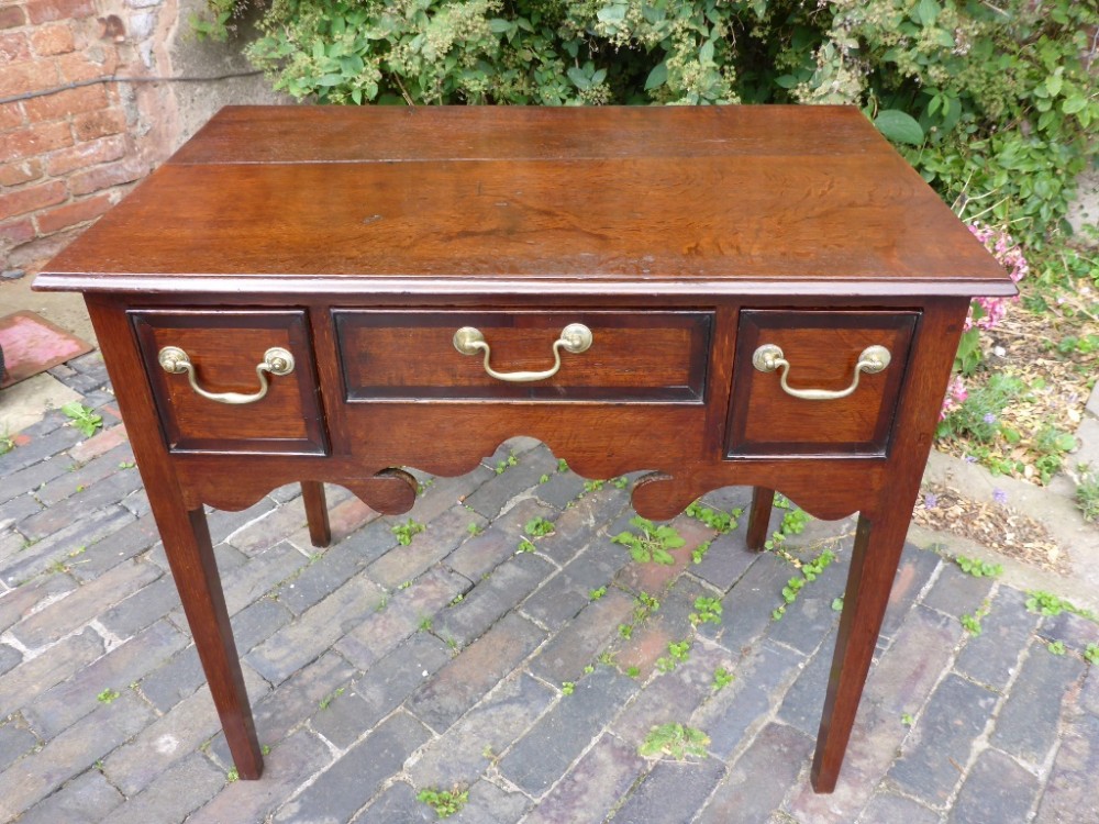 Antique Georgian 3 Drawer Side Table in Oak