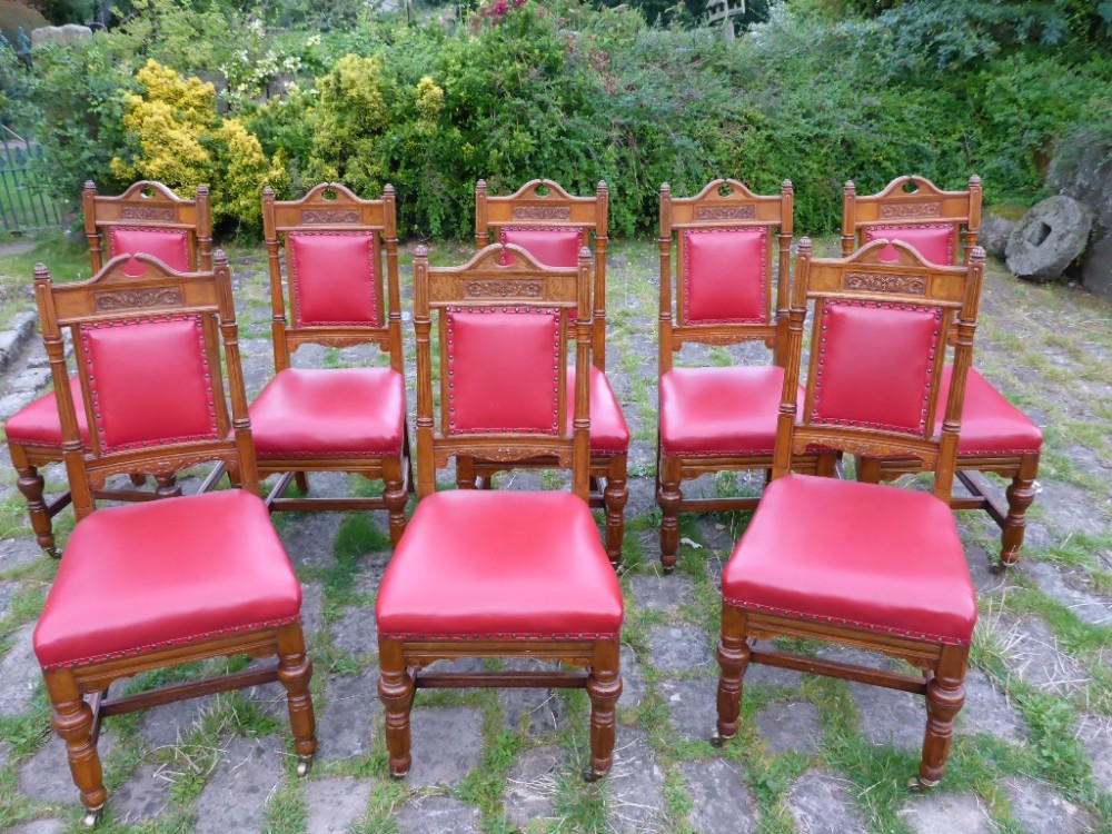 Good Set of 8 Victorian Oak Dining Chairs