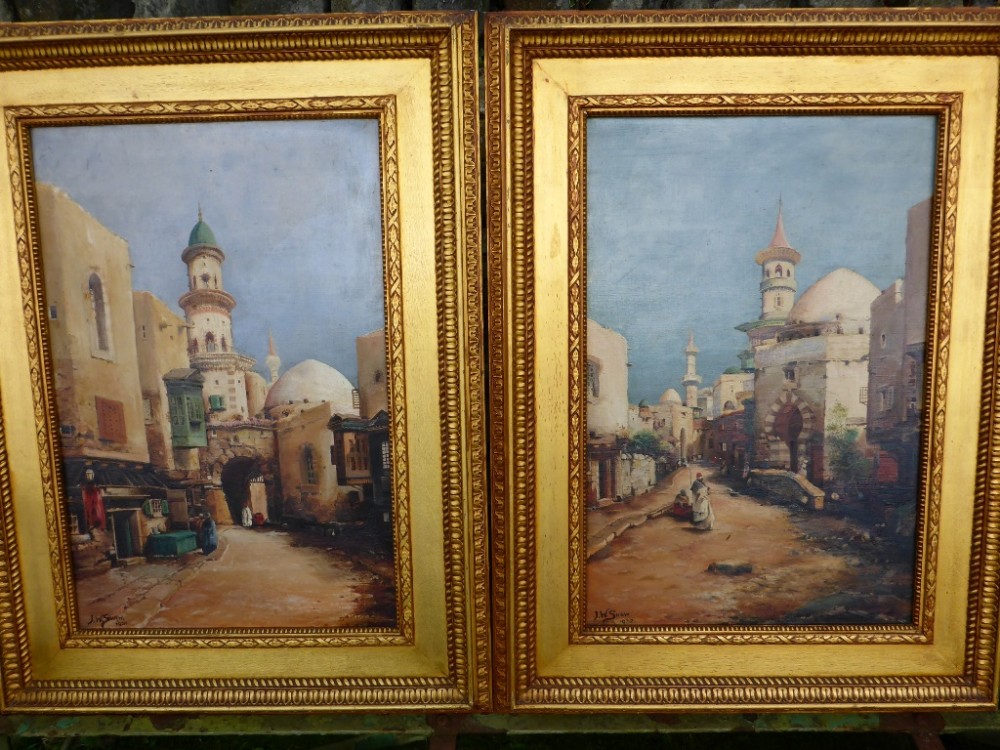Exceptional Pair of Oils on Canvas Eastern Scenes