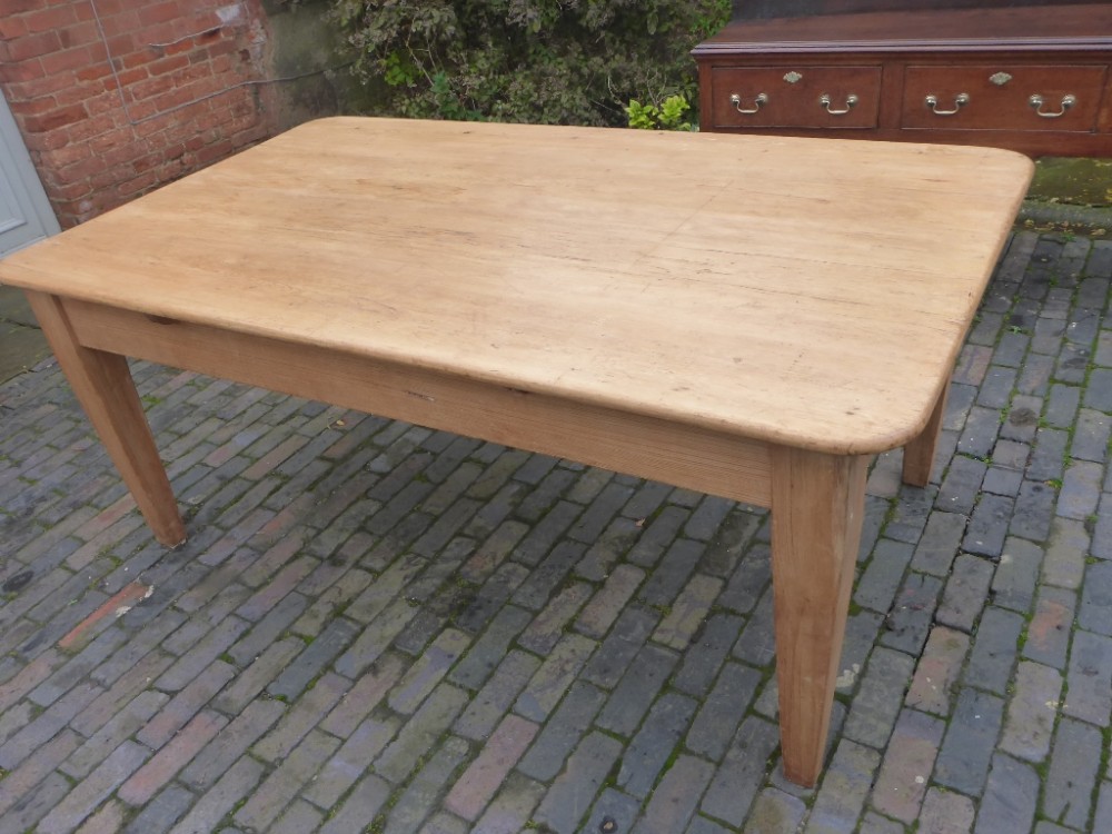 Large Antique Pine Farmhouse Dining Table