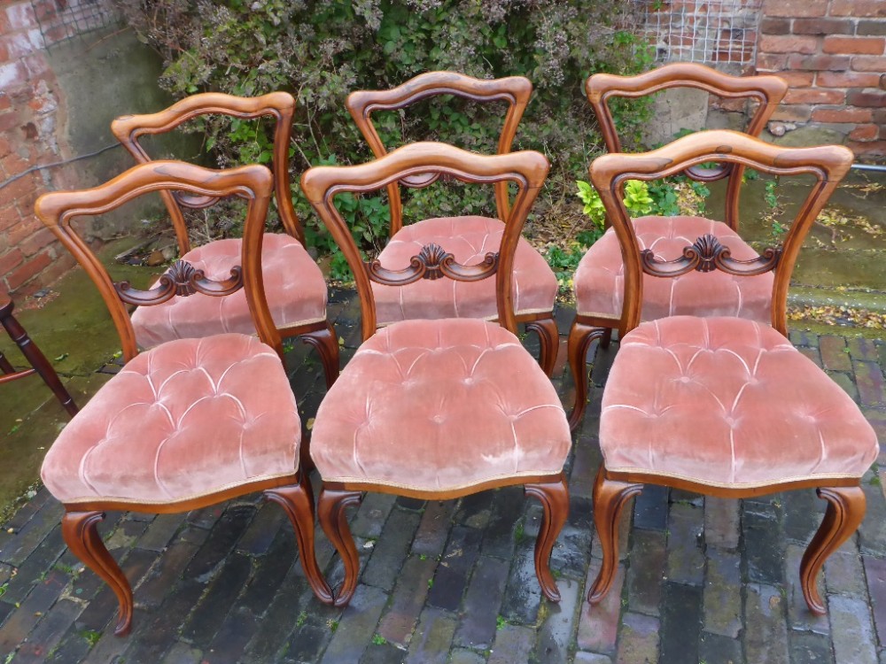 Superb Set of 6 Early Victorian RoseWood Dining Chairs