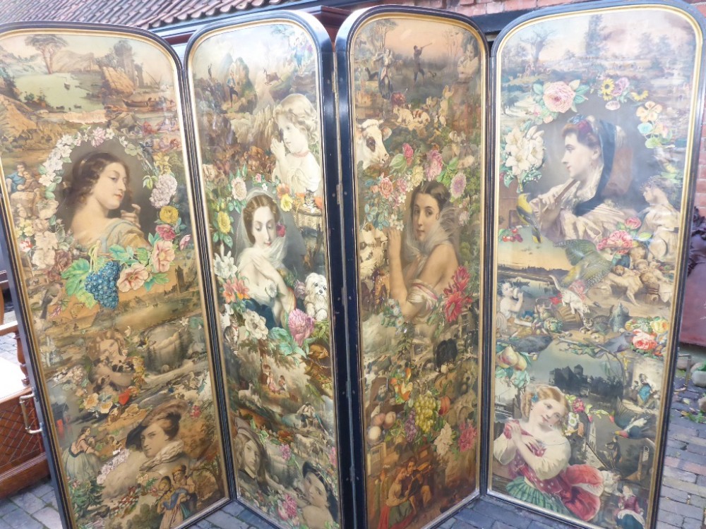 Fantastic Victorian 4 Fold Scrap Screen