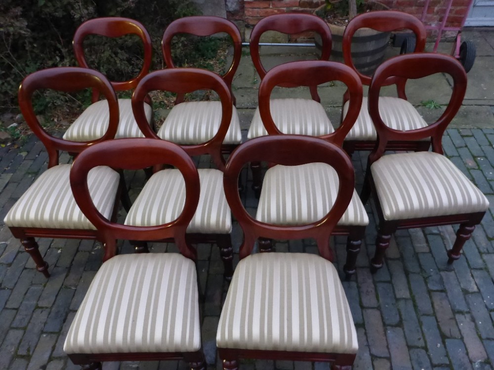 Good Set of 10 Victorian Mahogany Dining Chairs