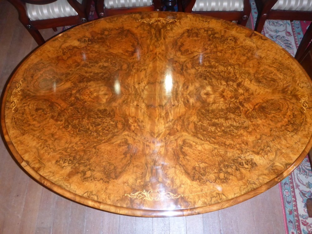 Victorian Burr Walnut Inlaid Coffee Table