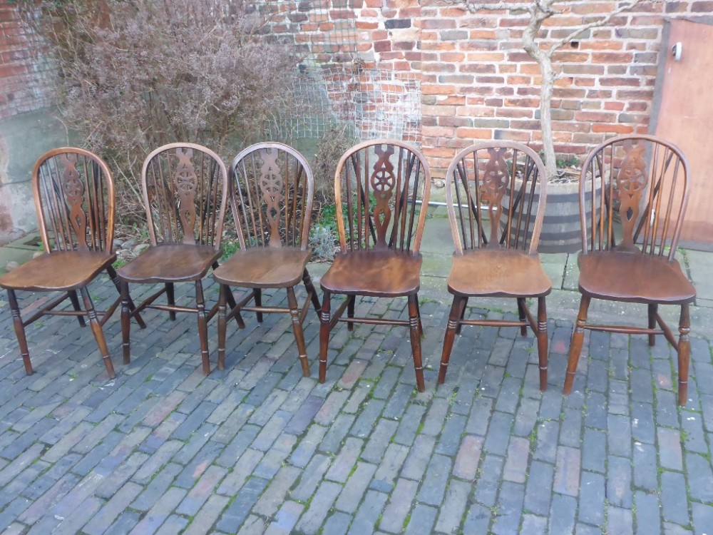 Harlequin Set of 6 late 19th century Kitchen Chairs
