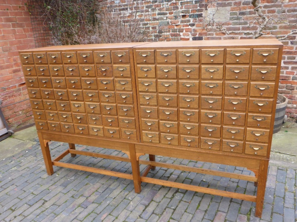 Superb Bank of 91 Filing Drawers in Oak