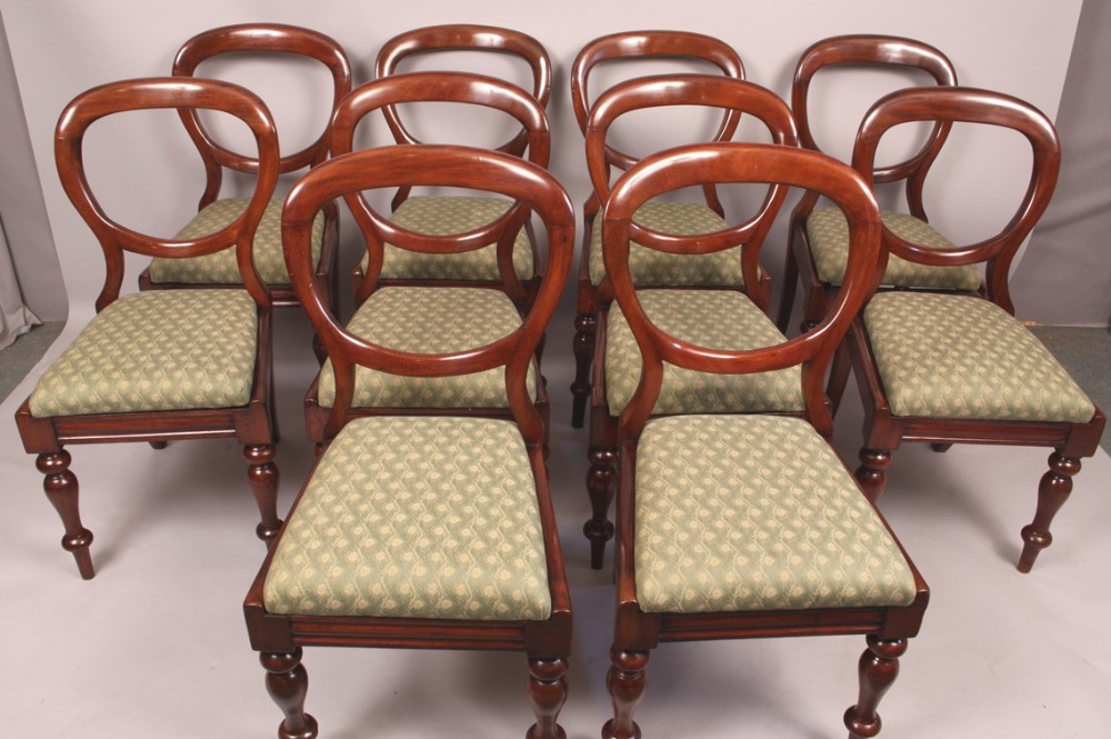 A Set of 10 Balloon Back Dining Chairs