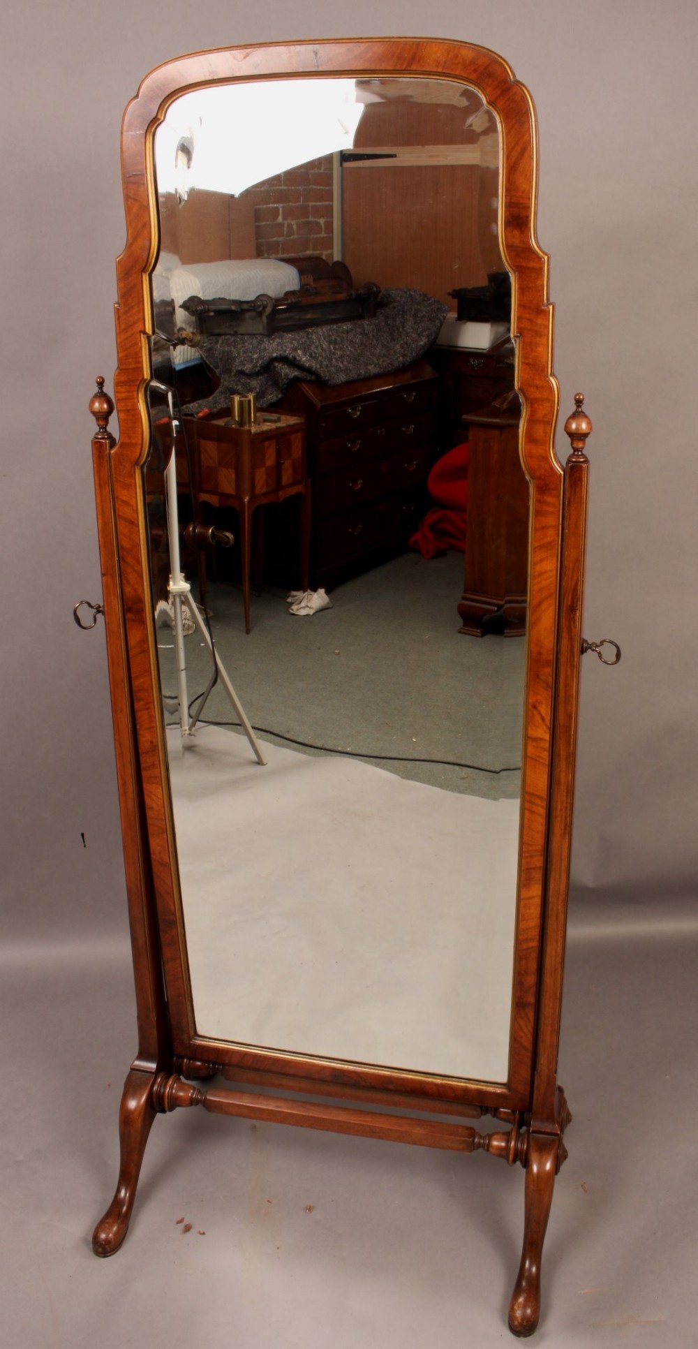 A good quality Cheval Mirror in Walnut