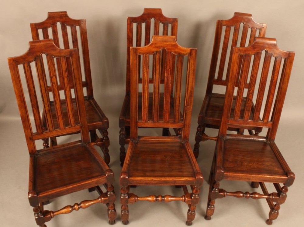 Very Rare Set of Six 17th Century Dining Chairs 