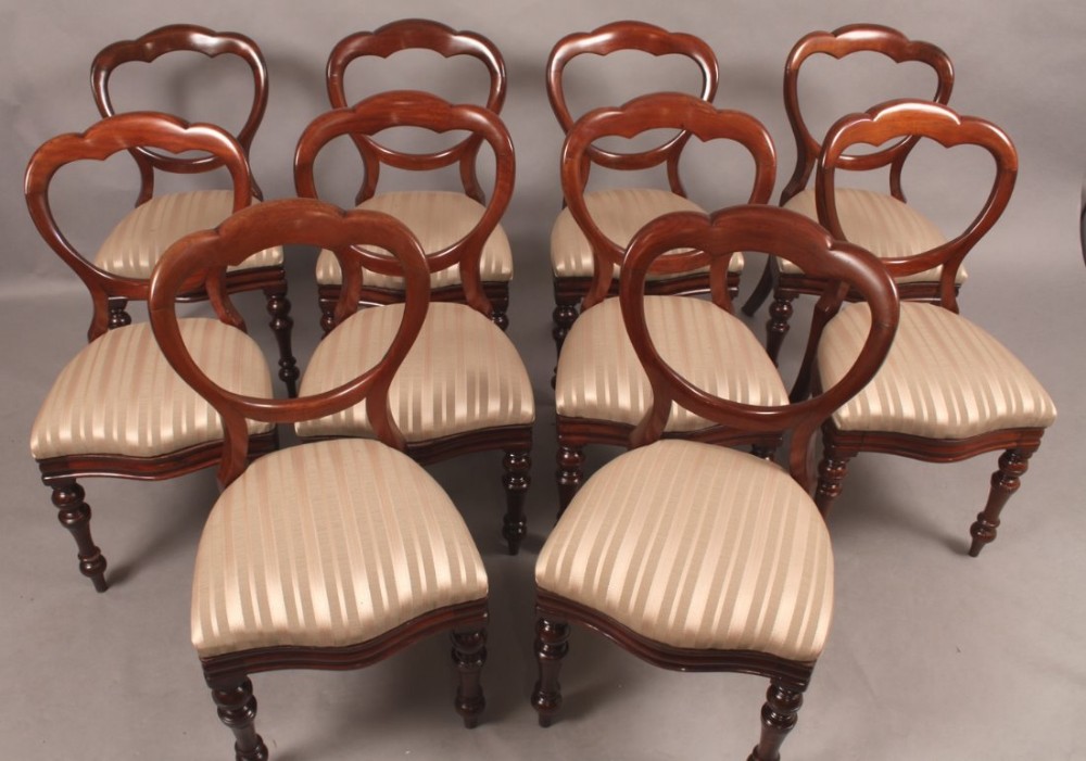 Very Good Set of 10 Victorian Dining Chairs Mahogany