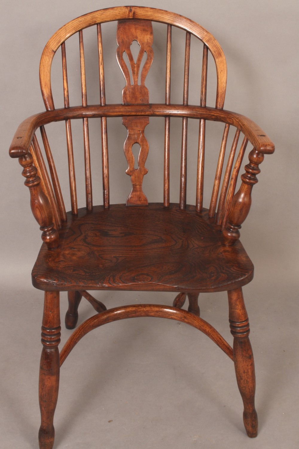 Antique Ash and Elm Low Windsor Armchair