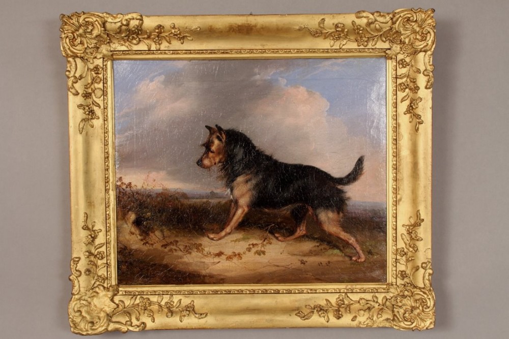 Oil on Canvas Terrier Dog 