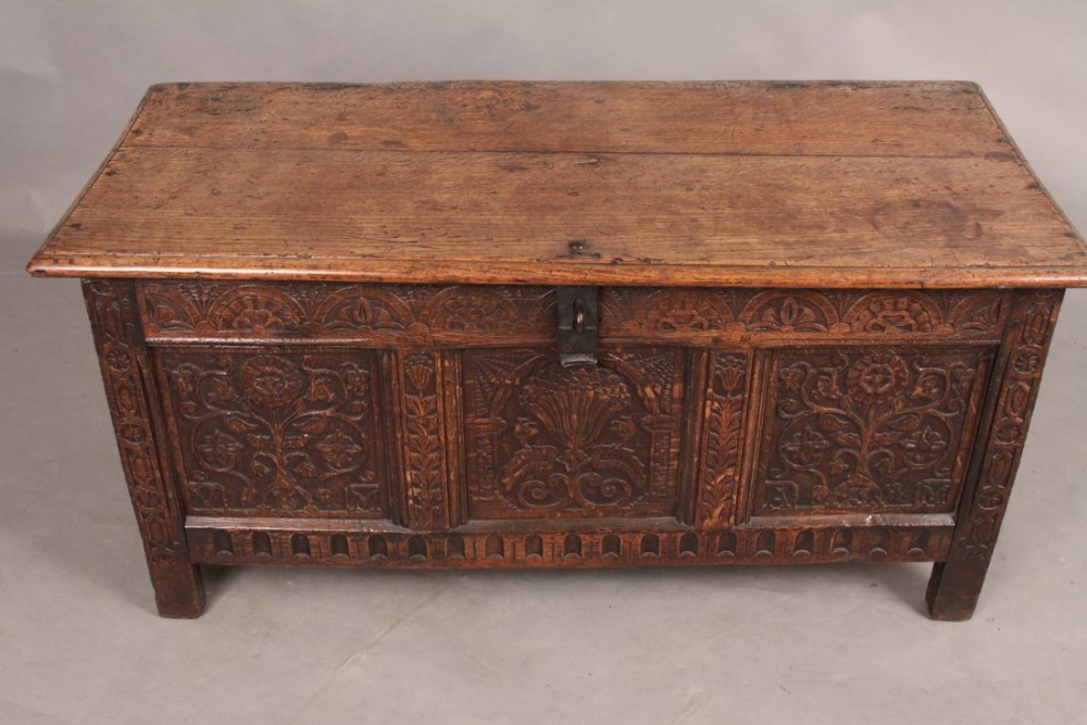 Oak Coffer dated 1673  AM and VM