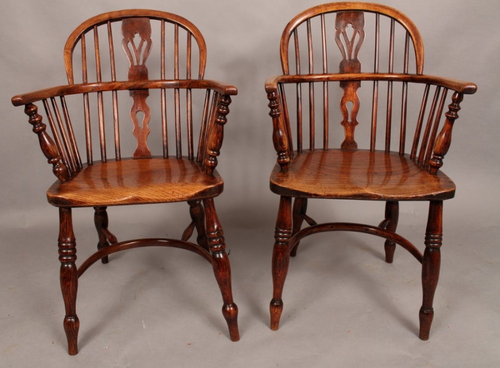 Good near pair of Ash and Elm Low Windsor Armchairs