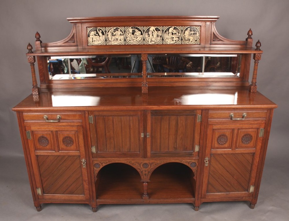 Good Aesthetic Movement Sideboard with Minton Tiles