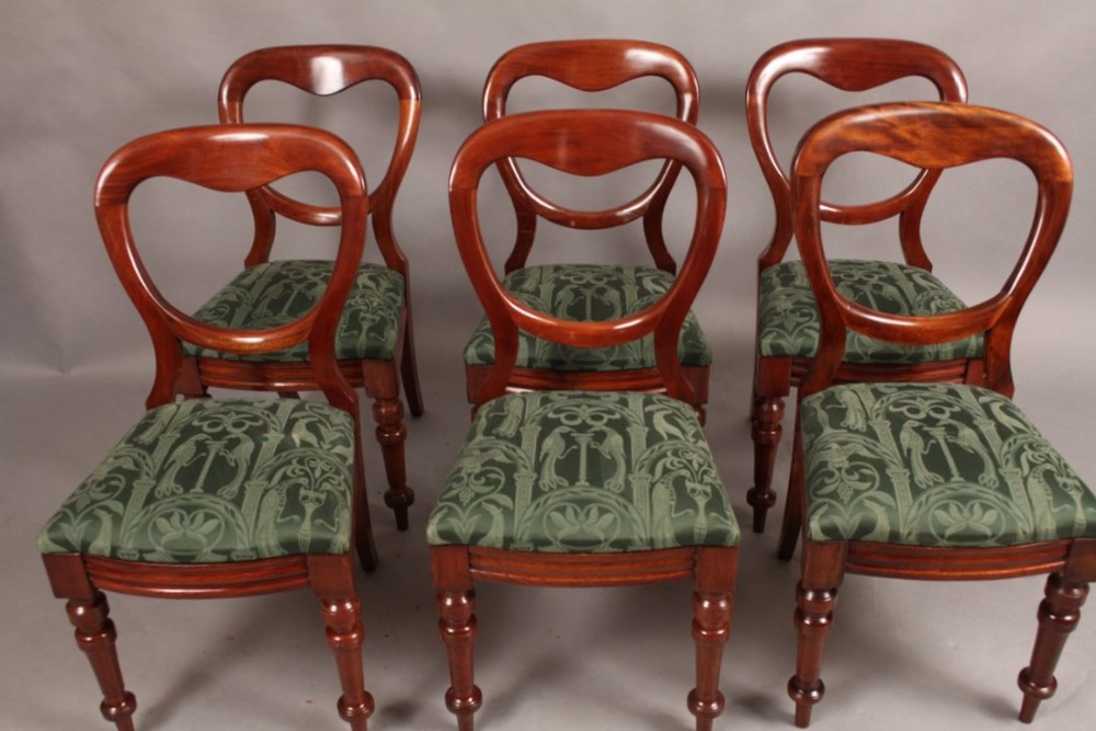 Good Set of Six Victorian Mahogany Balloon Back Dining Chairs