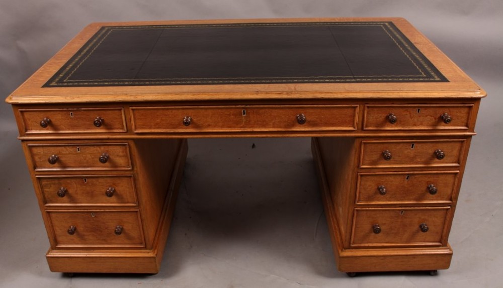 Good Victorian Partners Desk in Oak Restored