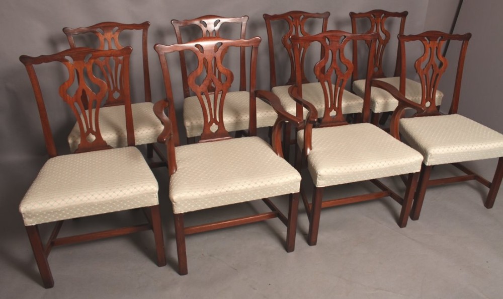 Good set of 8 Victorian dining chairs Chippendale Style