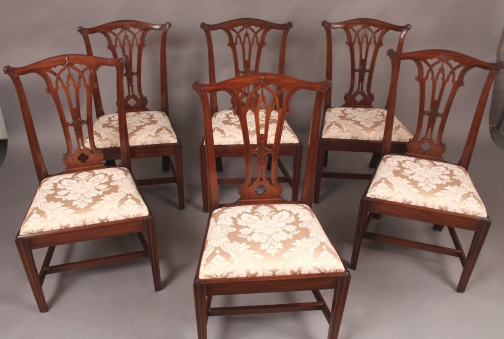 A Fine Set of 6 Georgian Mahogany Dining Chairs