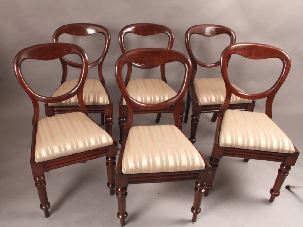 Set of Six Victorian Mahogany Balloon Back dining Chairs