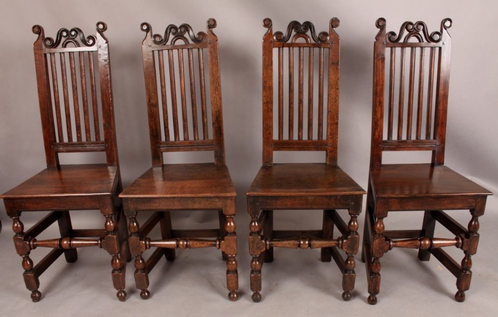 Rare set of four Yorkshire Back stools Oak