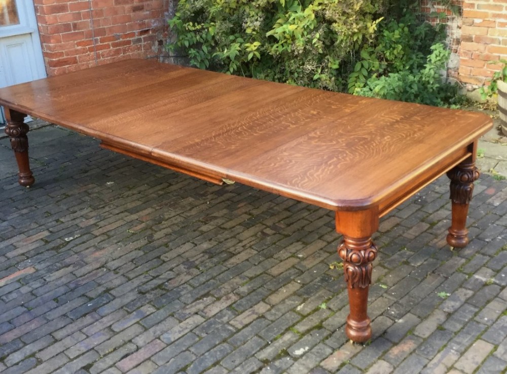Victorian Oak Extending Dining Table Large Seat 12
