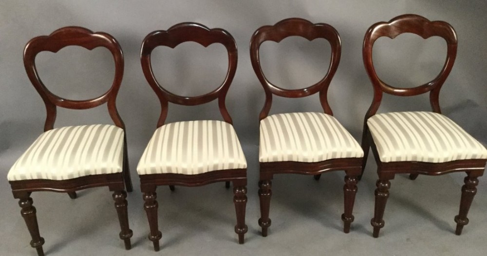 A Set of 4 Victorian Mahogany Balloon Back Dining Chairs