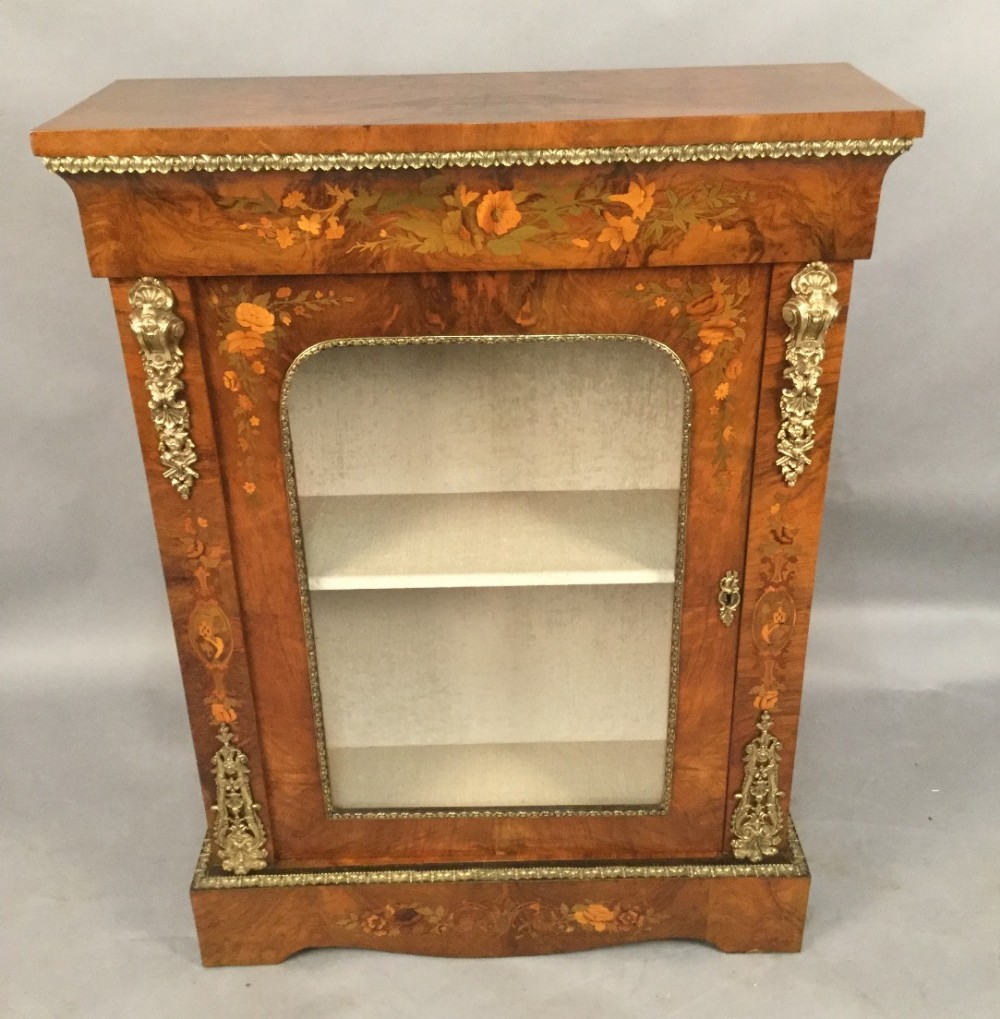 Stunning Walnut Pier Cabinet Marquetry