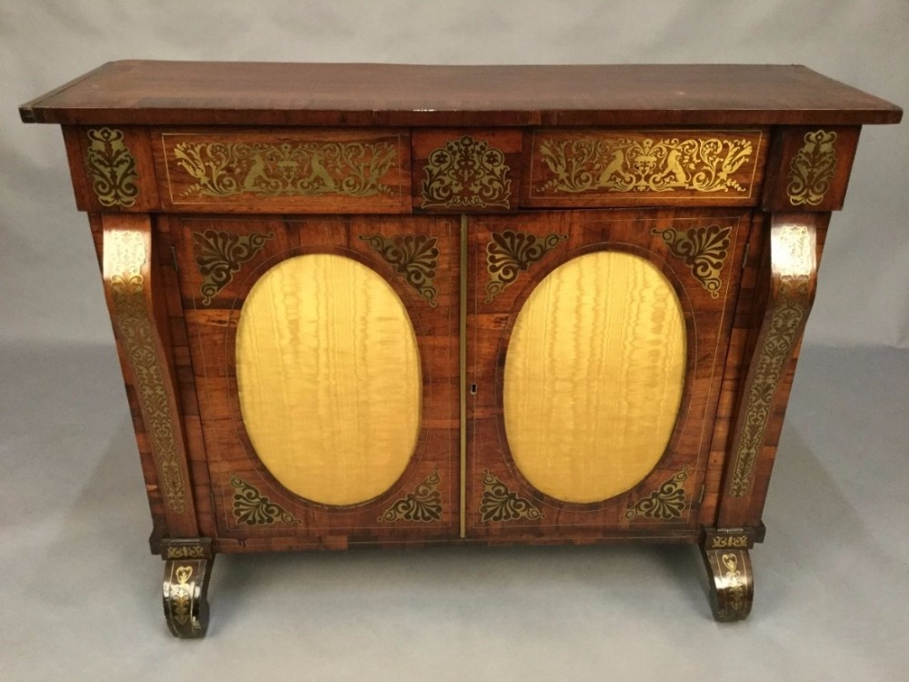 Regency Period Side Cabinet Brass Inlay