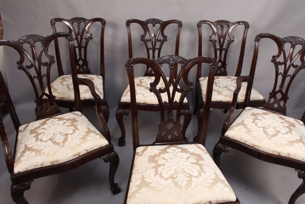 A set of six mahogany dining chairs  Chippendale style 