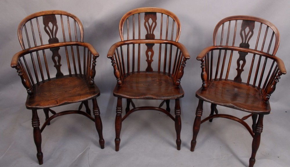 Very Rare Set of 3 Windsor Chairs Elizabeth Gabbitass Worksop 