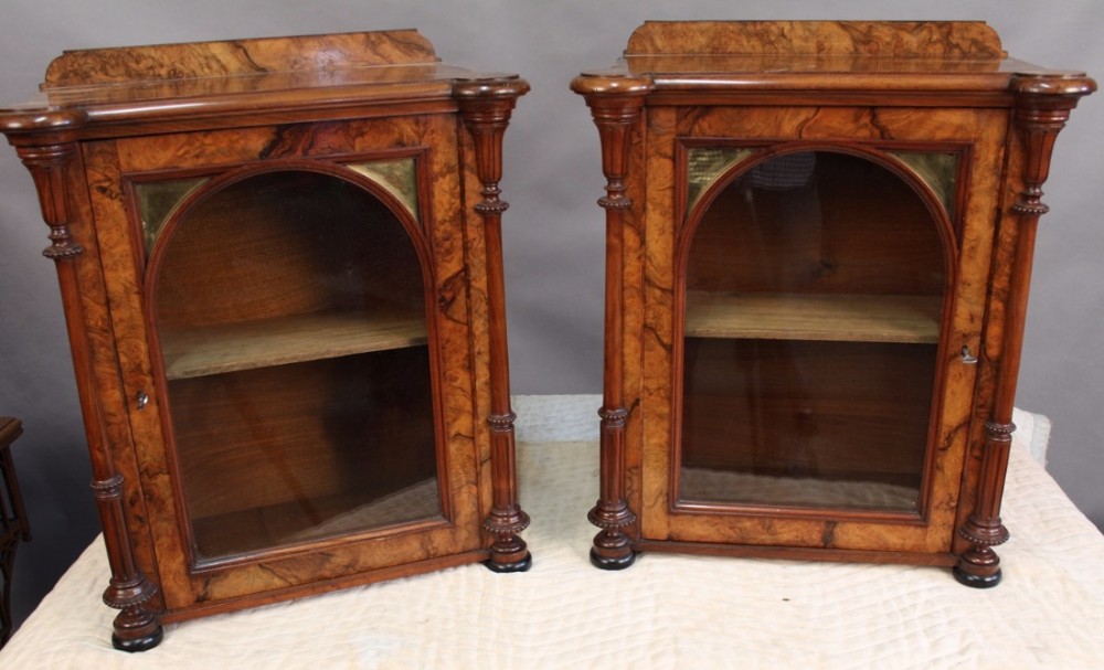 An Unusual Pair of Miniature Burr Walnut Cabinets