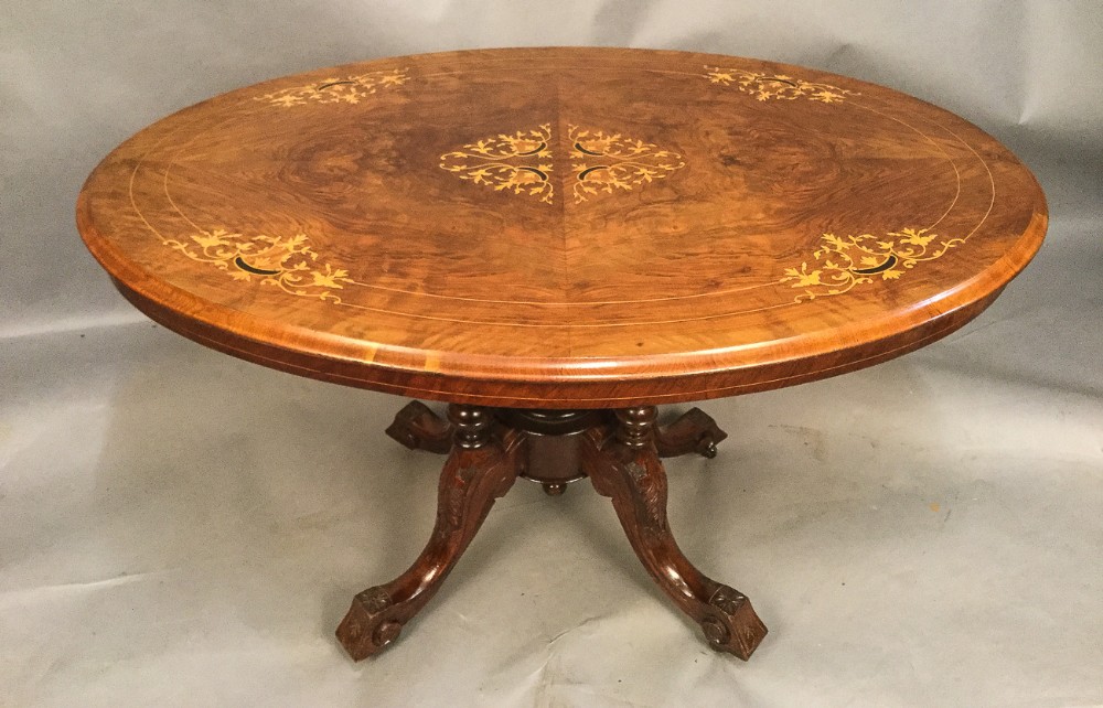 Burr Walnut with Inlay Loo Table