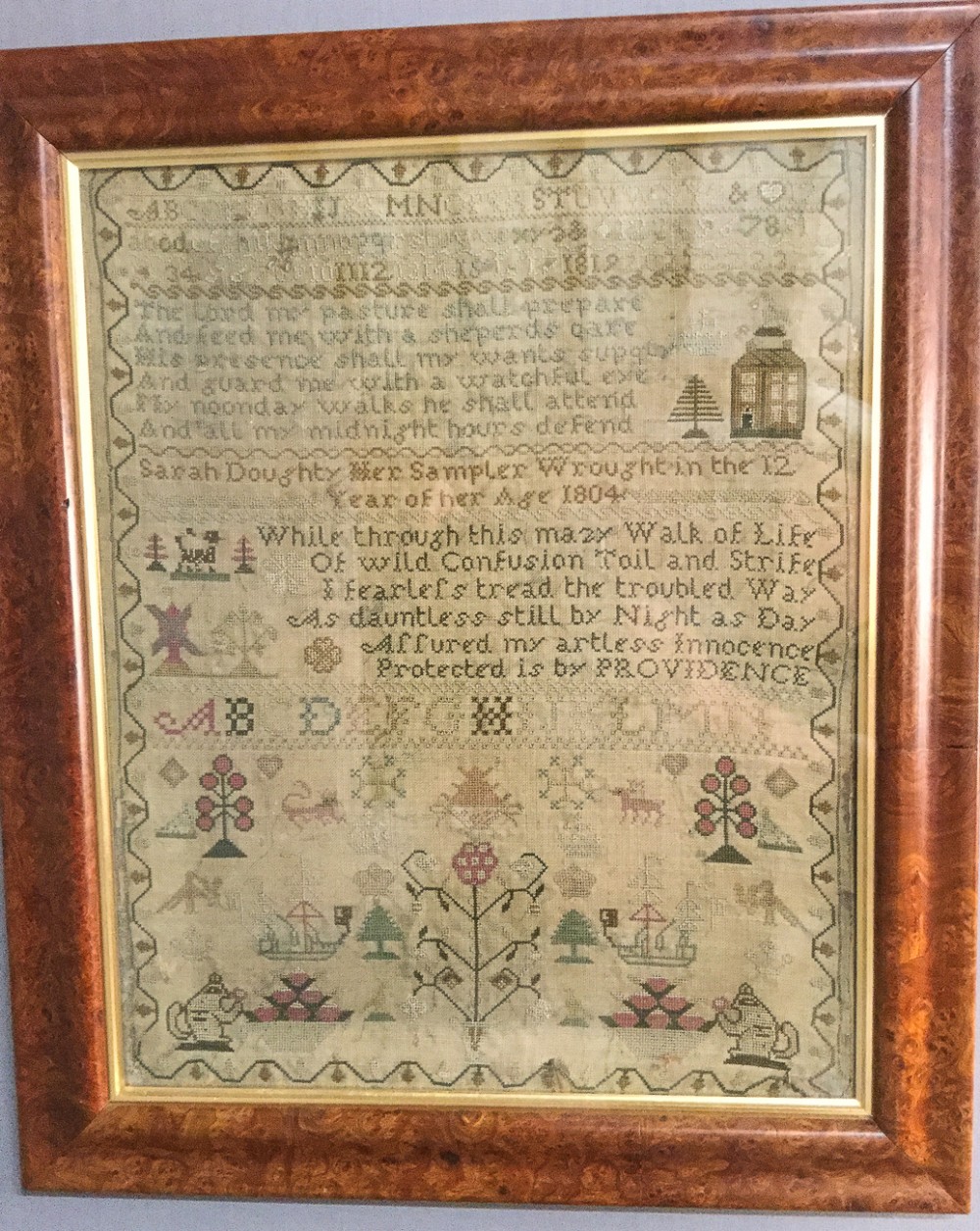 girls needlework sampler Sarah Doughty 1804