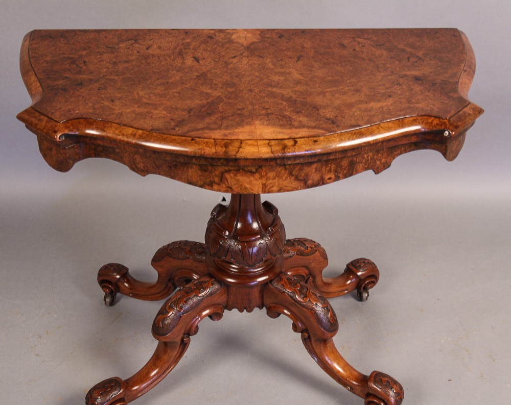 Victorian Burr Walnut Card Table